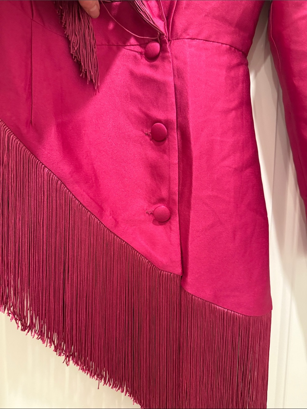 Sugarlips Fuchsia Fringe Satin Blazer - Picture 6 of 14